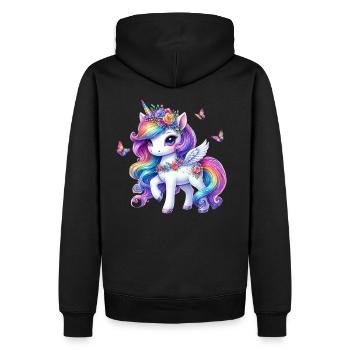 Ailes de licorne fleur arc-en-ciel - Sweat à capuche Premium bio Homme - noir - Dos - Nico (187cm)