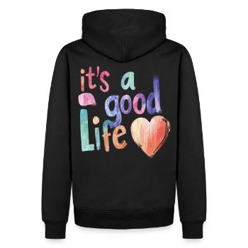 it's a good life - Männer Premium Bio Hoodie - Schwarz - Hinten - Nico (187cm)