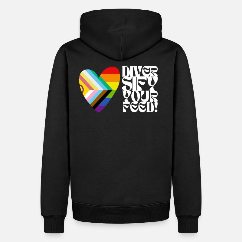 🌈♿ Diversify Your Feed–Progress Pride&Disability - Männer Premium Bio Hoodie - Schwarz