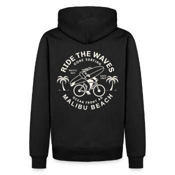 Malibu Surf Vintage Vélo Planche - Sweat à capuche Premium bio Homme - noir - Dos - Nico (187cm)