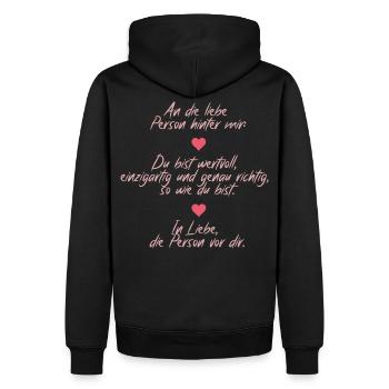Massage positif – À la personne derrière moi - Sweat à capuche Premium bio Homme - noir - Dos - Nico (187cm)