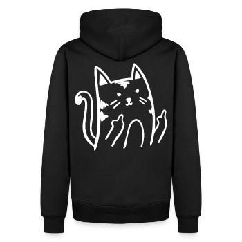 Drôle de chat chat majeur doigt puant - Sweat à capuche Premium bio Homme - noir - Dos - Nico (187cm)