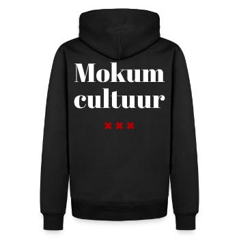 Mokum Culture par Geteisem - Sweat à capuche Premium bio Homme - noir - Dos - Nico (187cm)