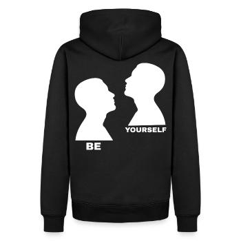 Be Yourself – Minimalist Motif - Men’s Premium Organic Hoodie - black - Back - Nico (187cm)