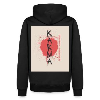 Karma hat keine Deadline Sprüche Shirt - Männer Premium Bio Hoodie - Schwarz - Hinten - Nico (187cm)