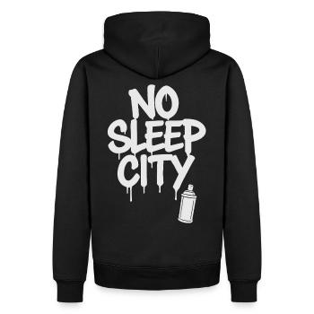 No Sleep City - Street Art, White Spray Can - Men’s Premium Organic Hoodie - black - Back - Nico (187cm)