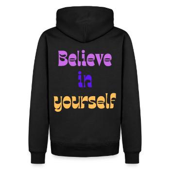 Believe in Yourself Retro Gradient - Männer Premium Bio Hoodie - Schwarz - Hinten - Nico (187cm)