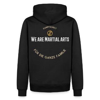 Nous sommes une famille d’arts martiaux - Sweat à capuche Premium bio Homme - noir - Dos - Nico (187cm)