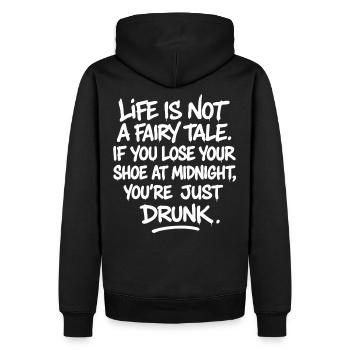 Life is not a fairy tale - betrunken Spruch - Männer Premium Bio Hoodie - Schwarz - Hinten - Nico (187cm)