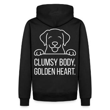 Tail wagging instead of stress – Labrador humor - Men’s Premium Organic Hoodie - black - Back - Nico (187cm)