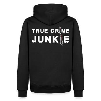 True Crime Junkie – Humour noir pour les fans de crime - Sweat à capuche Premium bio Homme - noir - Dos - Nico (187cm)