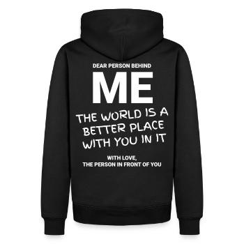 DEAR PERSON BEHIND ME - Männer Premium Bio Hoodie - Schwarz - Hinten - Nico (187cm)