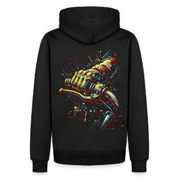 Street Style Biker Motif Full Throttle Throttle Grip - Men’s Premium Organic Hoodie - black - Back - Nico (187cm)