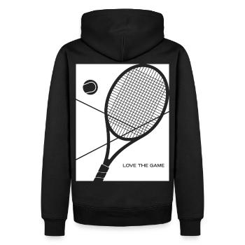 Tennis - J’adore le jeu - Sweat à capuche Premium bio Homme - noir - Dos - Nico (187cm)