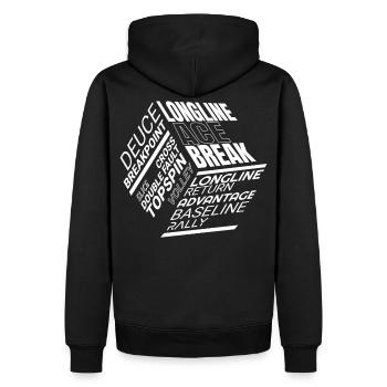 Tennis Glossar von Break bis Volley - Männer Premium Bio Hoodie - Schwarz - Hinten - Nico (187cm)