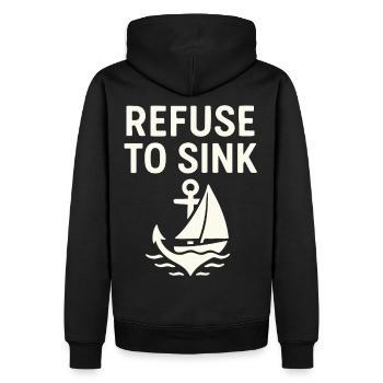 Refuse to Sink – Maritime Typo Meer Segeln Boot - Männer Premium Bio Hoodie - Schwarz - Hinten - Nico (187cm)