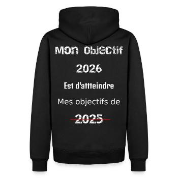 Mon Objectif 2026: Dépasser 2025 - Sweat à capuche Premium bio Homme - noir - Dos - Nico (187cm)