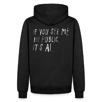 If You See Me In Public It's AI Minimal - Men’s Premium Organic Hoodie - black - Back - Nico (187cm)