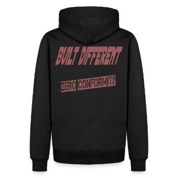 Built Different – Zero Conformity | Bold Streetwea - Men’s Premium Organic Hoodie - black - Back - Nico (187cm)