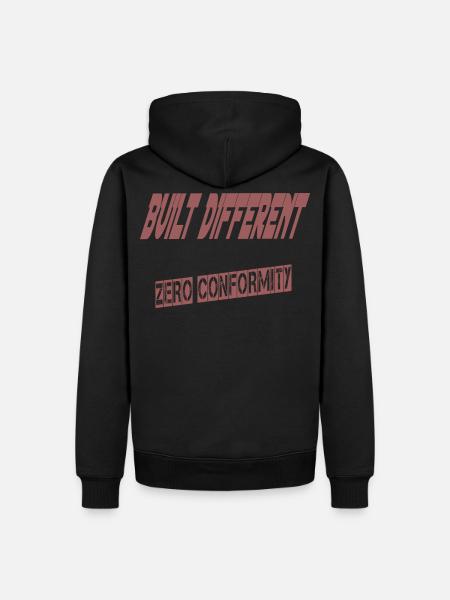 Built Different – Zero Conformity | Bold Streetwea - Premium luomulaatuinen miesten huppari - musta