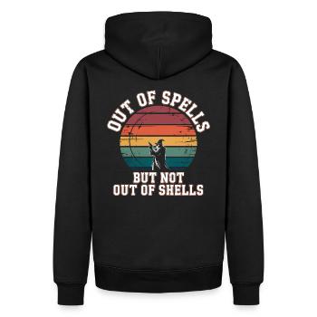 Aus den Zaubern, aber nicht aus den Hüllen - Cool Wizard - Männer Premium Bio Hoodie - Schwarz - Hinten - Nico (187cm)