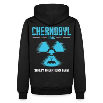 Équipe d’opérations de sécurité de Tchernobyl - Tchernobyl drôle - Sweat à capuche Premium bio Homme - noir - Dos - Nico (187cm)