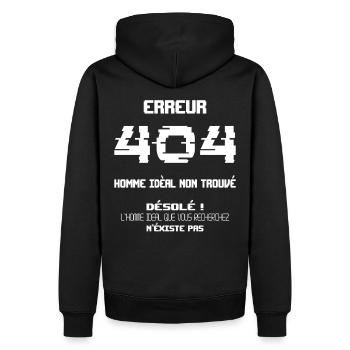Fehler 404: Idealer Mann nicht gefunden - Männer Premium Bio Hoodie - Schwarz - Hinten - Nico (187cm)