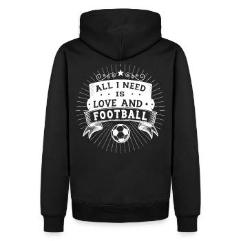 Tout ce dont j’ai besoin, c’est d’amour et de Fussball. Blanc - Sweat à capuche Premium bio Homme - noir - Dos - Nico (187cm)
