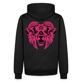 Tierkopf – Fabeltier, Tier, Löwe, Bock, Ram, Buck - Männer Premium Bio Hoodie - Schwarz - Hinten - Nico (187cm)