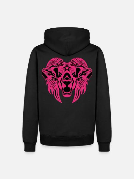 Tête d’animal – Animal mythique, Animal, Lion, Chèvre, Bélier, Bouc - Sweat à capuche Premium bio Homme - noir