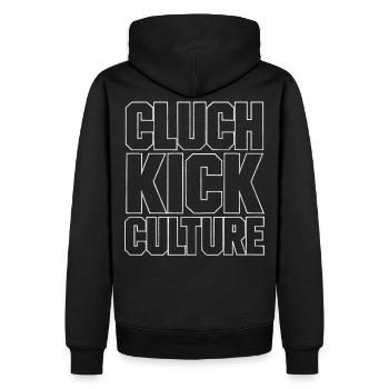 Cluch Kick Culture Drift Szene Design - Männer Premium Bio Hoodie - Schwarz - Hinten - Nico (187cm)