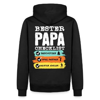 Angler Papa - Bester Papa Checklist - Männer Premium Bio Hoodie - Schwarz - Hinten - Nico (187cm)