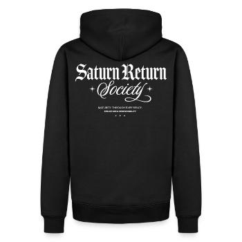 Saturn Rückkehr Gesellschaft - Männer Premium Bio Hoodie - Schwarz - Hinten - Nico (187cm)
