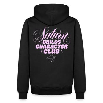 Saturn Charakterclub Print - Männer Premium Bio Hoodie - Schwarz - Hinten - Nico (187cm)