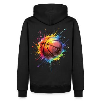 Basketball – Basketball-Stil Malerei - Männer Premium Bio Hoodie - Schwarz - Hinten - Nico (187cm)