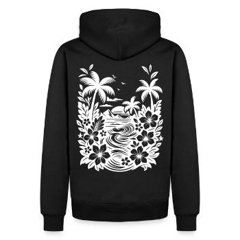 Beach weiss - Männer Premium Bio Hoodie - Schwarz - Hinten - Nico (187cm)