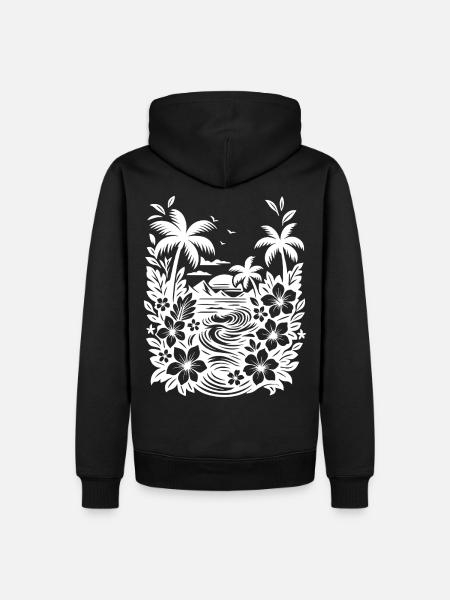 Beach weiss - Männer Premium Bio Hoodie - Schwarz