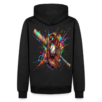Ball- und Schlägerhandschuh mehrfarbig - Männer Premium Bio Hoodie - Schwarz - Hinten - Nico (187cm)