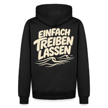 Einfach treiben lassen - Schön locker - Männer Premium Bio Hoodie - Schwarz - Hinten - Nico (187cm)
