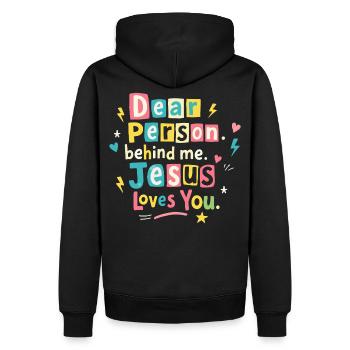 Jesus loves you positive message - Men’s Premium Organic Hoodie - black - Back - Nico (187cm)