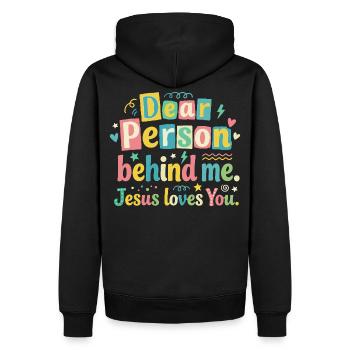 Jesus loves you positive message - Men’s Premium Organic Hoodie - black - Back - Nico (187cm)