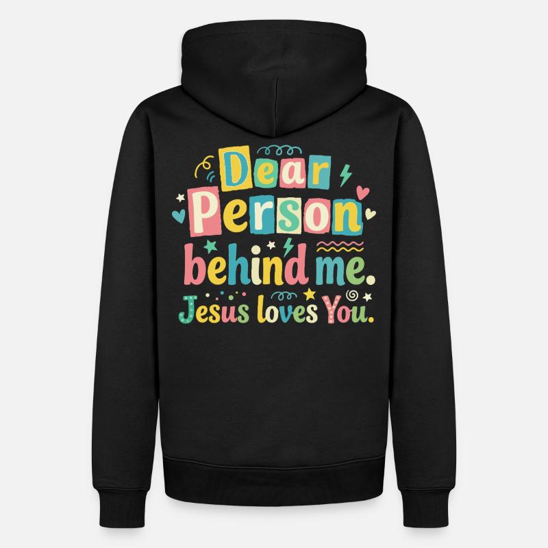 Jesus liebt dich positive Botschaft - Männer Premium Bio Hoodie - Schwarz