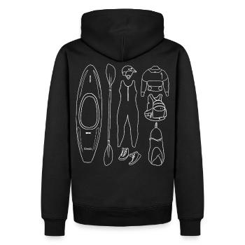 Wildwassersport Ausrüstung Umrisse - Männer Premium Bio Hoodie - Schwarz - Hinten - Nico (187cm)