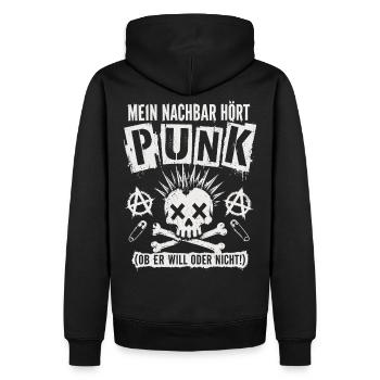 Mein Nachbar Hört Punk Lustiges Punk Shirt - Männer Premium Bio Hoodie - Schwarz - Hinten - Nico (187cm)