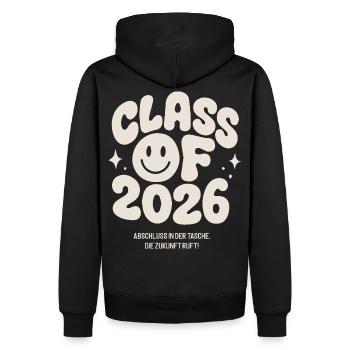Abschluss 2026 - die Zukunft ruft! - Männer Premium Bio Hoodie - Schwarz - Hinten - Nico (187cm)
