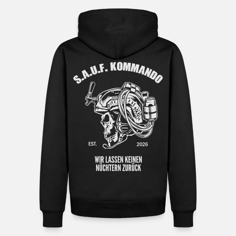 Sauf Kommando | Tactical Beer Skull - Männer Premium Bio Hoodie - Schwarz