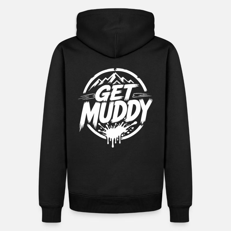 Get Muddy - Logo blanc - Sweat à capuche Premium bio Homme - noir