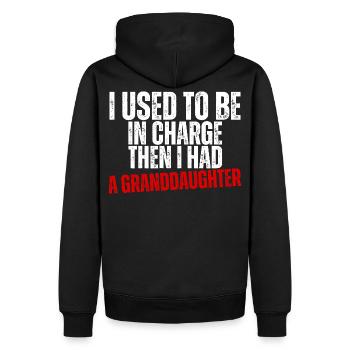 Be in Charge Then I Had A Daughter Funny dad - Sweat à capuche Premium bio Homme - noir - Dos - Nico (187cm)