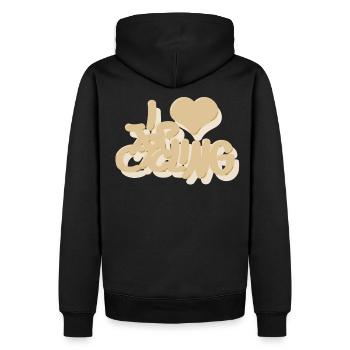 I_love_Cycling_beige - Sweat à capuche Premium bio Homme - noir - Dos - Nico (187cm)