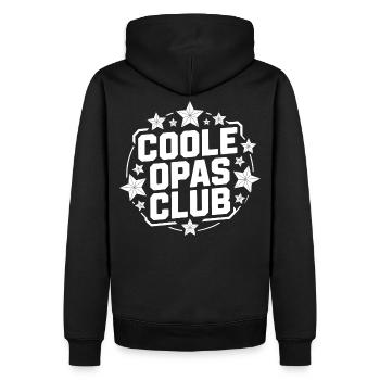 Coole OPAS Club Logo - Männer Premium Bio Hoodie - Schwarz - Hinten - Nico (187cm)